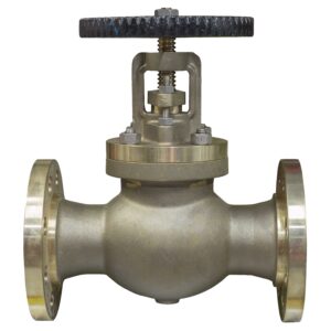 Cast brass globe valve used in oil and gas industry isolated on